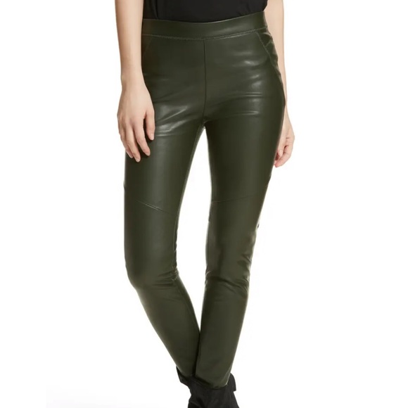Free People Green Faux Leather Leggings 